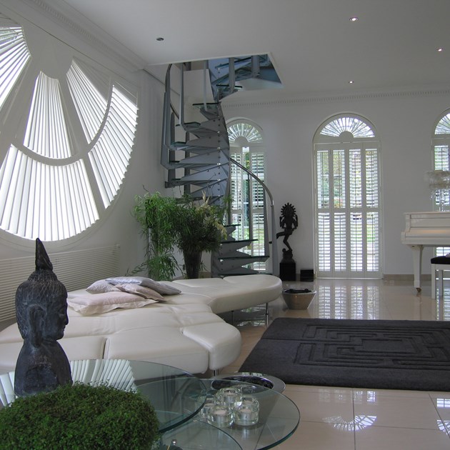 image of bespoke special shape shutters fitted to windows