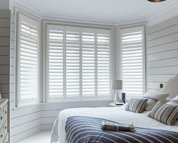 image of shutters fitted to a bay window