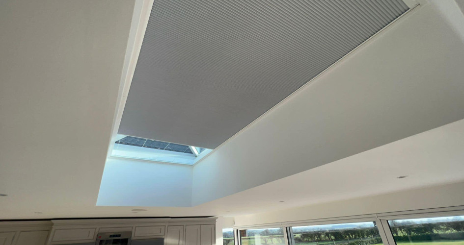 image of an automated blind fitted to a lantern skylight